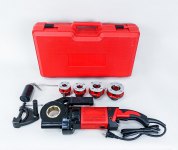 Электрический резьбонарезной клупп ESSON. Модель: ElectricCUT-1A. В комплект входит: резьбонарезные головы 1/2, 3/4, 1, 1.1/4 дюйма, струбцина, адаптор, пластиковый чемодан