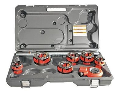 Набор резьбонарезной 11-R BSPP 1/2" - 1 1/4" RIDGID (кейс, трещотка, клуппы 1/2", 3/4", 1", 1-1/4" с гребенками для прямой резьбы/BSPP) фото